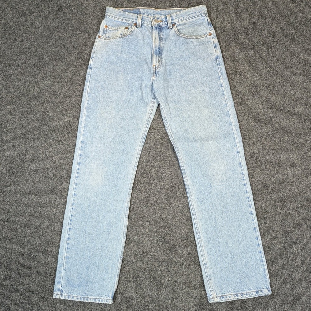 Levis 505 Regular Fit Straight Leg Jeans Light Wash Blue W32 L30 Mens Denim